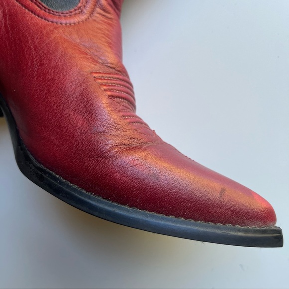 Ariat Heritage Rtoe Leather Western Red Black Cowboy Boots Rodeo Cowgirl 7 - Picture 5 of 11